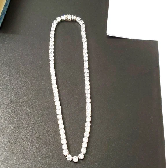 Watch Video / Sterling Silver 925 Iced Out Tennis Necklace - Picture 4 of 9